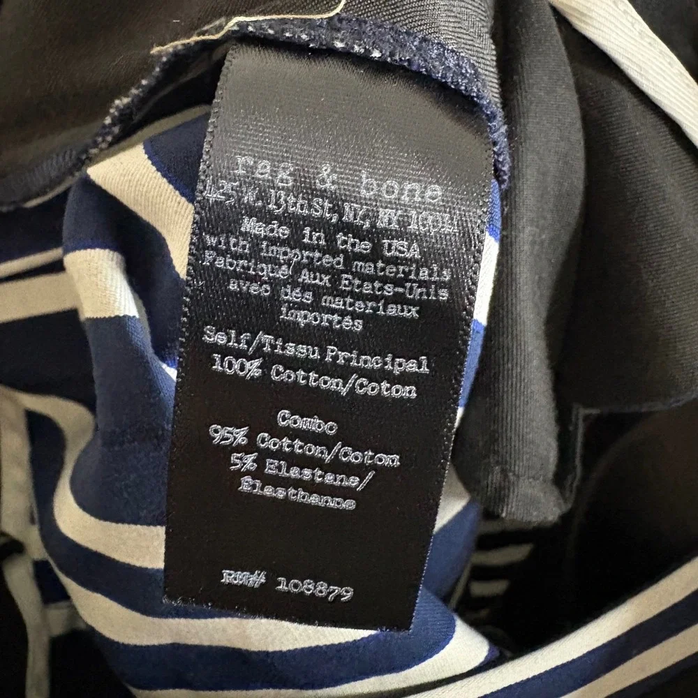 Rag Bone New York Striped High‎ Waisted Shorts Vanity 2 / 6 Navy White Black